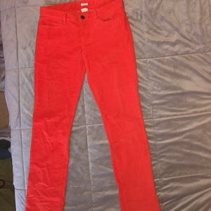 Orange Corduroy Straight Leg Pants